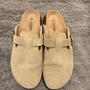 Beige Suede Women's Mules
